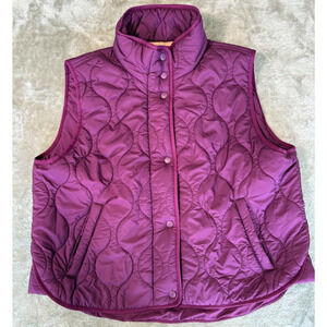 Loft Lou & Gray Purple Quilted Lightweight Puffer Vest Pockets Womens Size L NEW